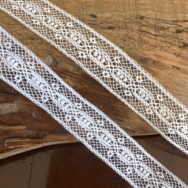 Lt Ecru White French Val Insertion Lace with Dots/Flowers 1/2" wide Heirloom Sewing Notions Heirloom Dress Boy Lace Heirloom Boy
