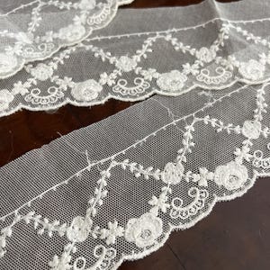 Champagne English Netting Edging Cotton Lace 3 inches wide Flower Trellis Design Heirloom Sewing Heirloom Dress Cotton