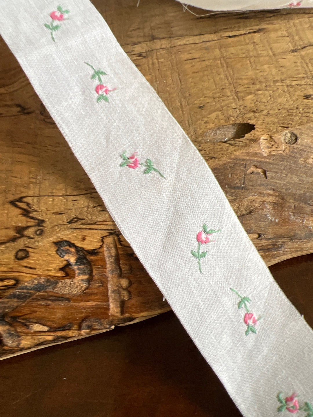 Swiss Embroidery Pink and Green Flower Insertion 1 1/2 Etsy