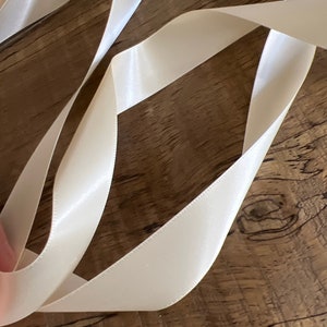 Ivory 810 Double Face Satin Ribbon 1/4&quot;, 5/8&quot;,  7/8&quot;, 1 1/2&quot; Heirloom Sewing Christening Gown Heirloom Dress Bow Making Bonnets