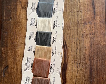 100% Pure Silk Embroidery Floss Elsa Williams 7-Ply 3 yard Card Smocking Embroidery Cross Stitch Needlepoint Brown Gray White Black