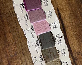 100% Pure Silk Embroidery Floss Elsa Williams 7-Ply 3 yard Card Smocking Embroidery Cross Stitch Needlepoint Purples and Browns