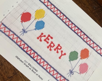 Balloons by Ellen McCarn Smocking Plate Heirloom Sewing Bishop Dress Summer Birthday Cake 1st Birthday