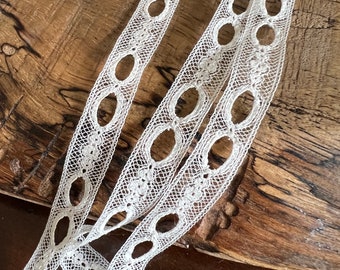 Champagne French Maline Insertion Beading Lace 3/8" wide Heirloom Sewing Christening Gown Heirloom Dress