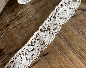 Ecru French Val Edging Lace 1/2" wide with Flower Design Heirloom Sewing Christening Gown Heirloom Dress