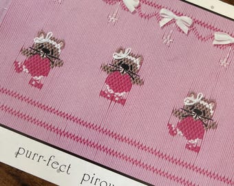 Purr fect Pirouettes Ballerina Little Memories Smocking Plate Heirloom Sewing Girl Plate 062 Cat Kitten Ballet