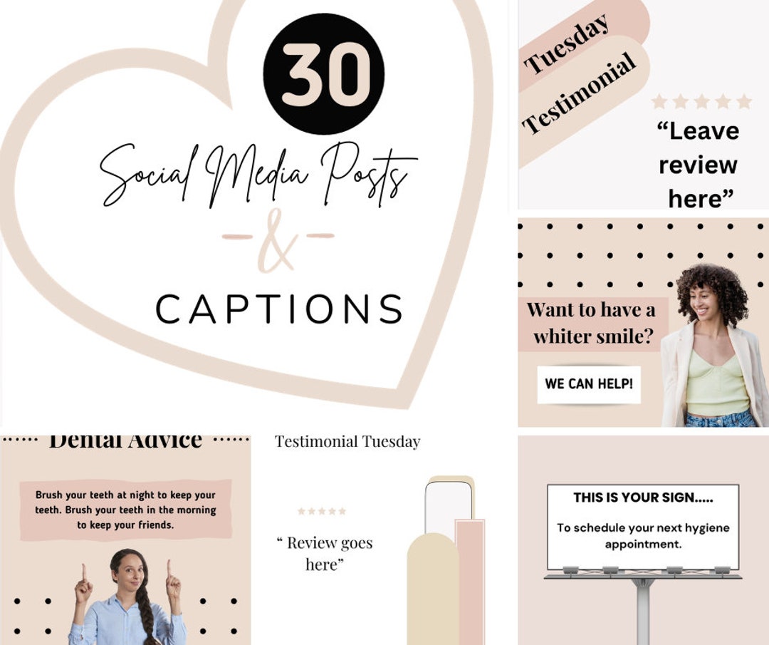 30 Social Media Posts With Captions for Dental Professionals Etsy