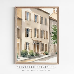 European Street-Side Building Watercolor Painting | European Village | Vintage Farmhouse Printable Prints Downloadable PRINTABLE Digital Art