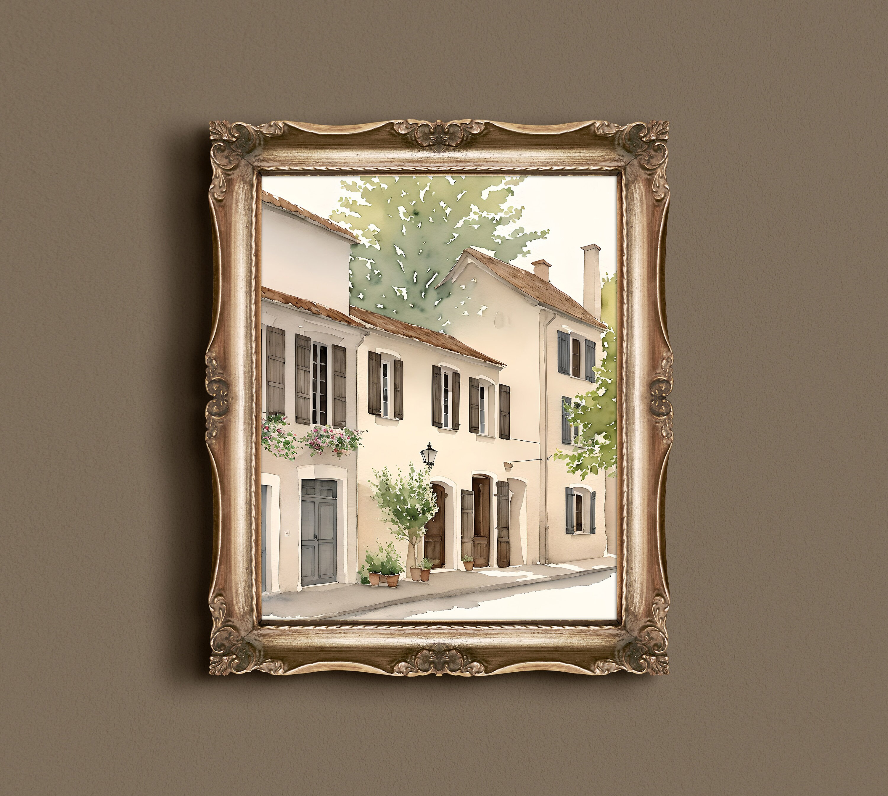 European Street-side House Watercolor Painting | European Village ...