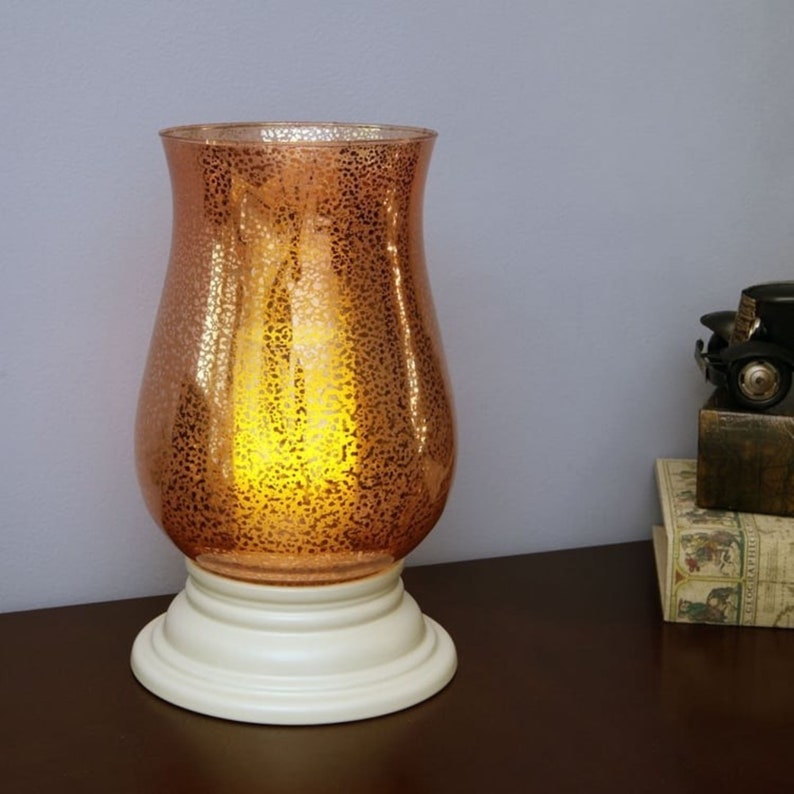 Mercury Glass Hurricane With Flameless Candle Etsy