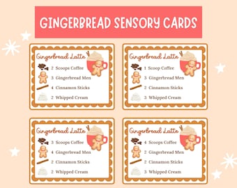 Gingerbread Latte-Themed Sensory Bin Cards Christmas Sensory Bin Activity Fine Motor Learning Activity Printable
