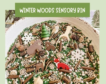 Winter Woodland Sensory Bin Kit Forest Filler Winter Fine Motor Learning Activity Screen Free Preschool Kids Gift