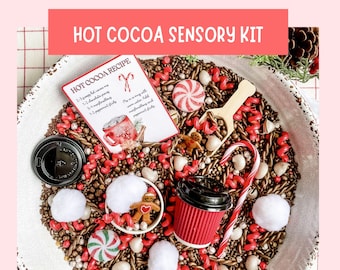 Hot Cocoa-Themed Sensory Bin Kit Christmas Holiday Fine Motor Learning Activity Screen Free Preschool Kids Gift