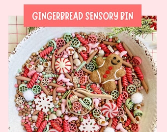 Gingerbread-Themed Sensory Bin Christmas Fine Motor Learning Activity Screen Free Preschool Kids Gift