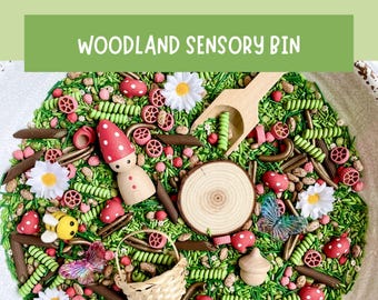 Woodland Sensory Bin Forest Fine Motor Learning Activity Screen Free Preschool Kids Gift