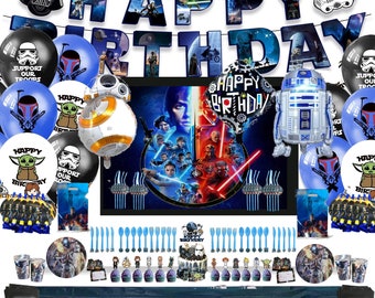 Starwars Party Supplies Star Hero Birthday Decorations, Happy Birthday Banner, Balloons Decorations, Tablecloth for Fans