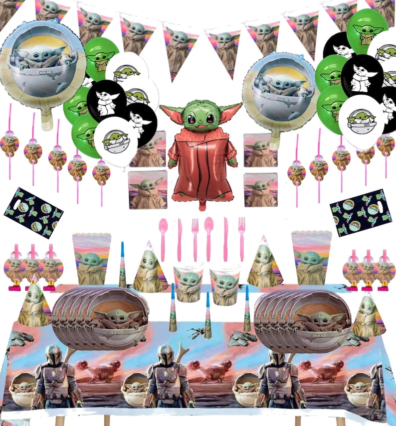153 PCS Baby Yoda Birthday Party Supplies Baby Yoda Birthday