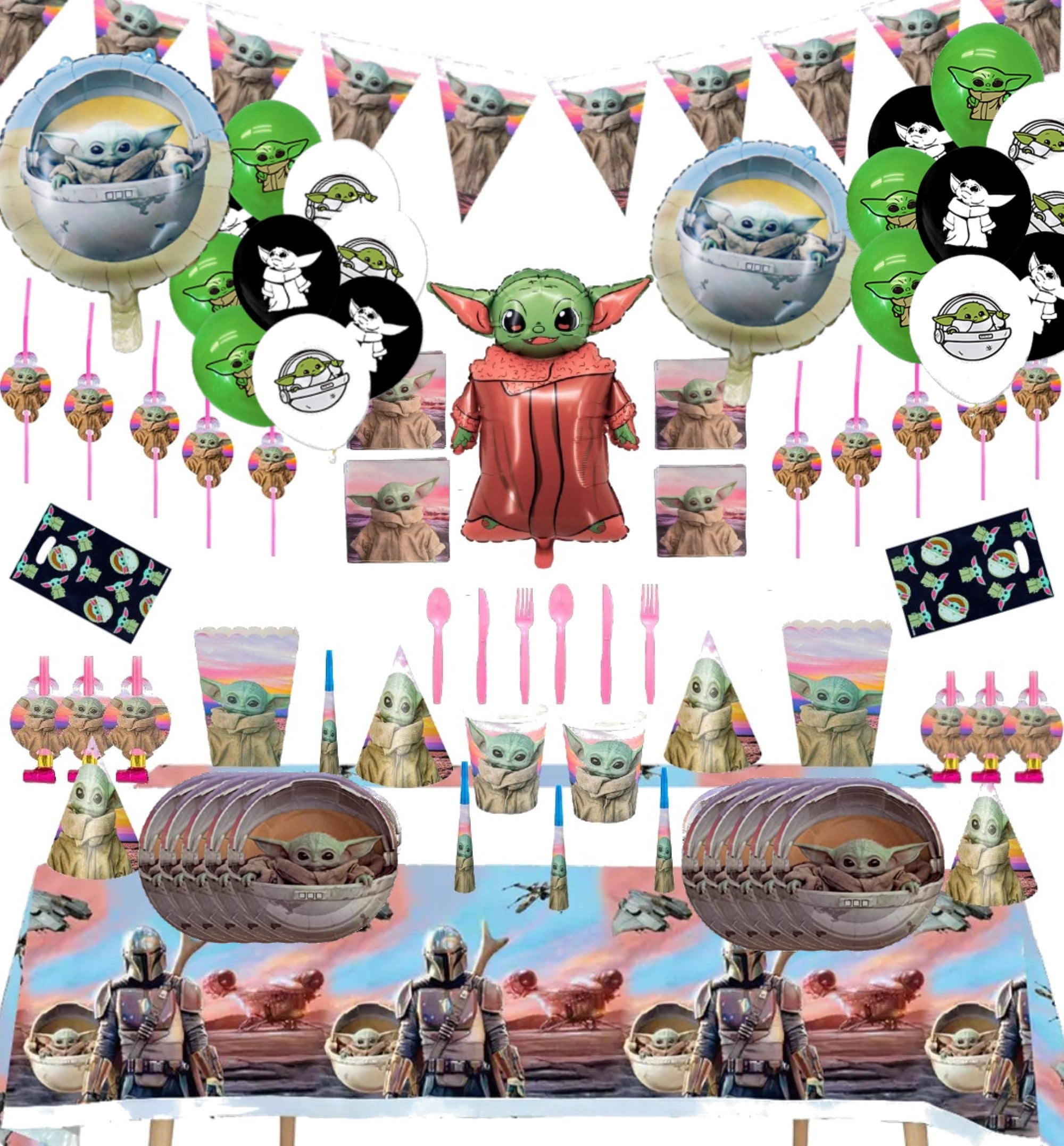 153 PCS Baby Yoda Birthday Party Supplies Baby Yoda Birthday ...