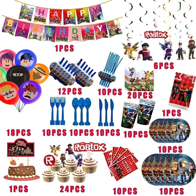 Roblox Birthday Party Supplies for Boys Robot Party Decorations, Happy