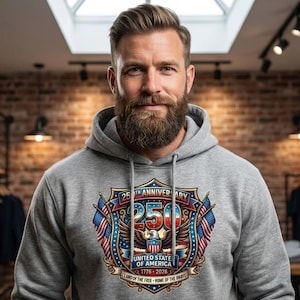 250 Years America Celebration Graphics – Patriotic Shield Logo – US 250th Birthday Clip Art for T-Shirts, Hats & Patches - PNG SVG