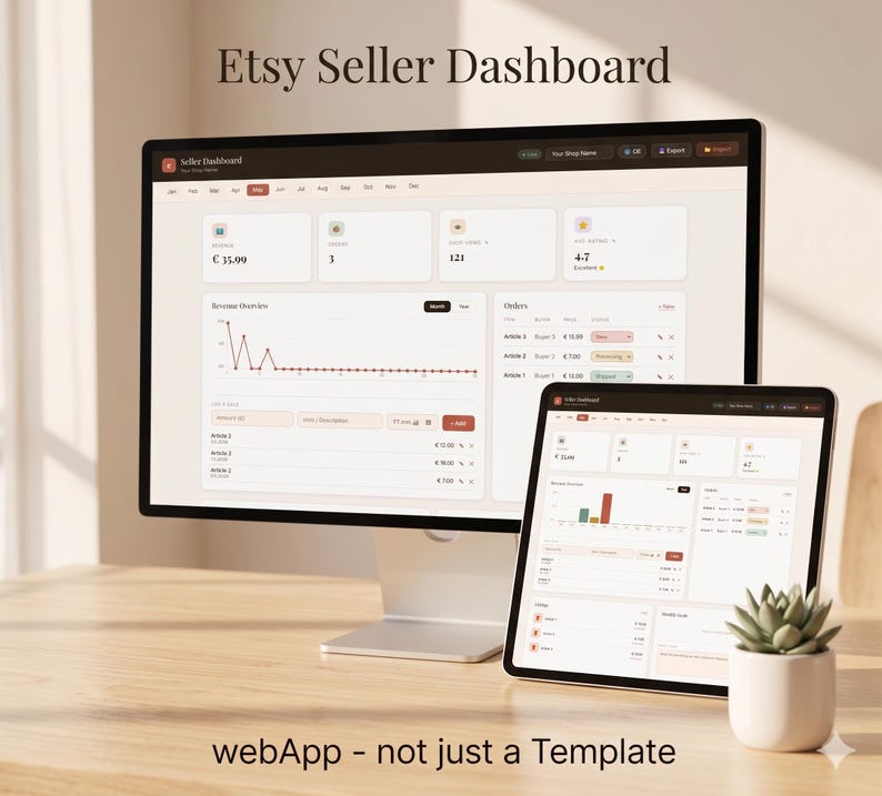 Etsy Seller Lite Dashboard - Visual Sales Tracker for Etsy - Einfaches ...