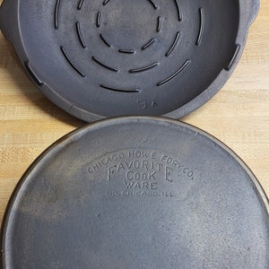 Vintage Lodge 10 Cast Iron #8CF Deep Chicken Fryer Skillet & Lid