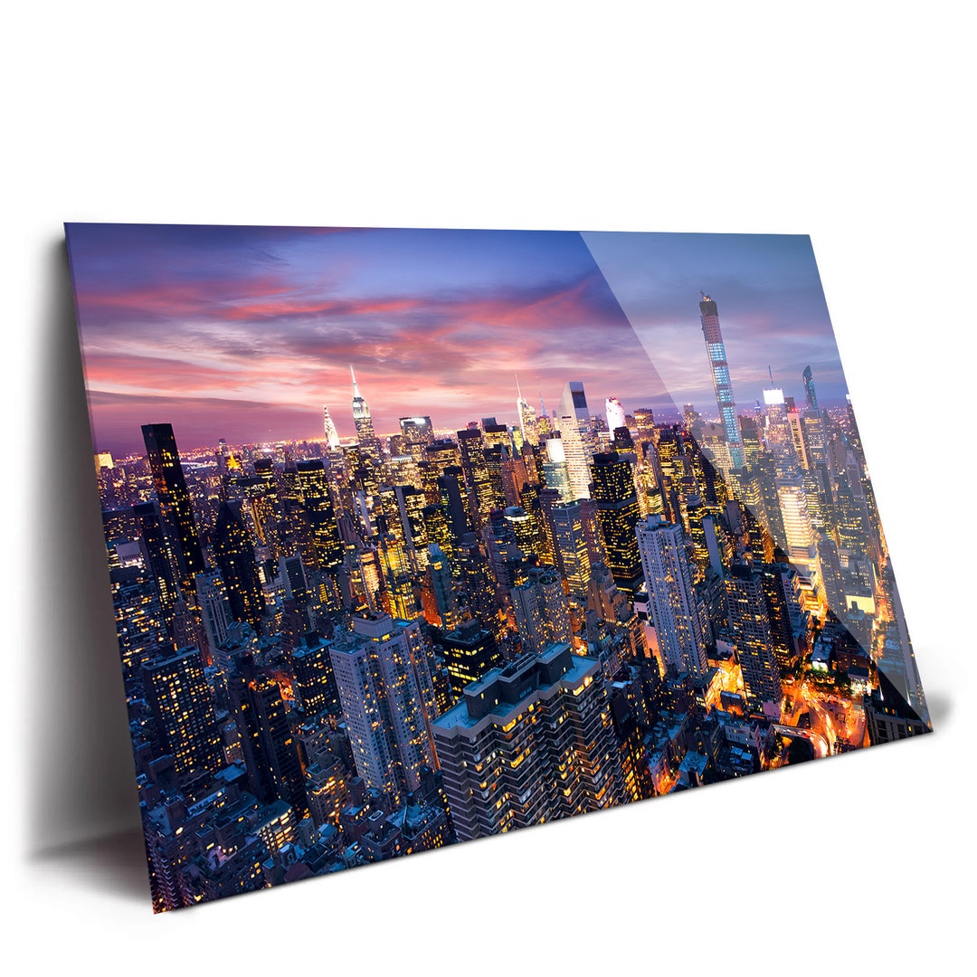 NYC Skyline Metal Print: Iconic New York City Nightscape Wall Art - Etsy