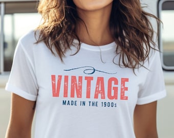 Vintage 1900s Graphic Tee: Lightweight Cotton Retro Style Shirt
