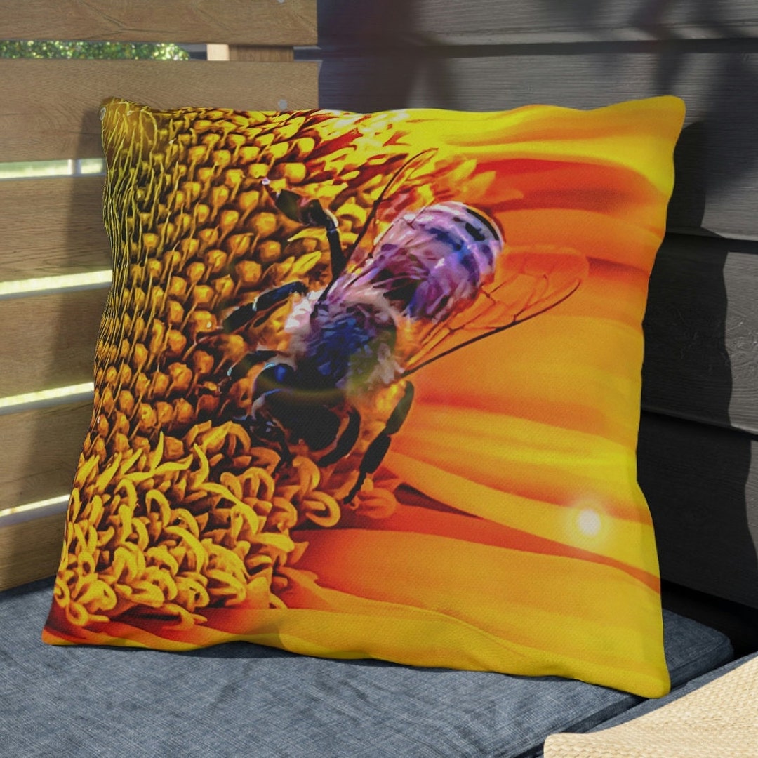 Outdoor Pillows Pillows Bees Outdoor Yellow Pillow Outdoor Etsy