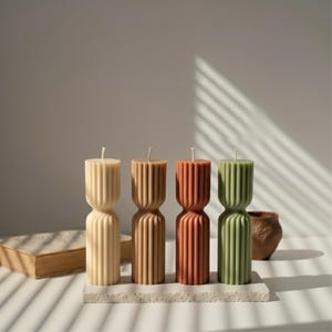 Bougie pillier design minimalist couleur blanche terracotta marron ou vert