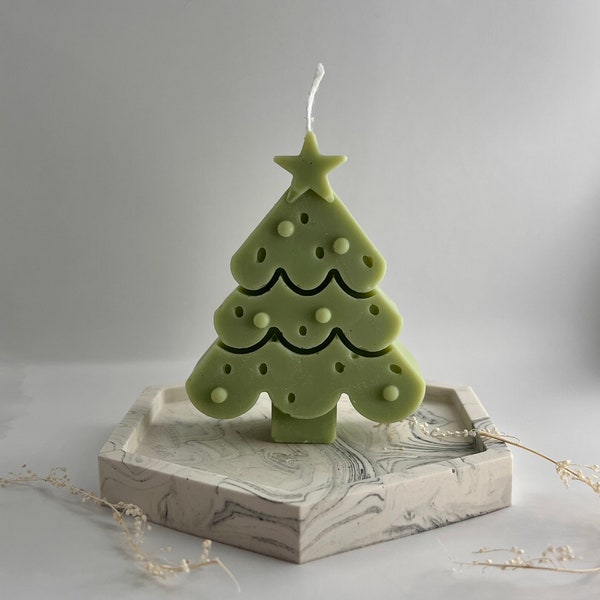 Bougie Sapin de Noel design Vert pistache kaki décoration hiver