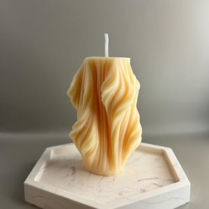 Waves pillar candle, Decorative Candle,  Ribbed candle, Irregular candle, Asymmetric candle, Wavy candle, Gift Idea, Boho decor