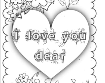 Love Colouring pages | Its total four beautiful love colouring pages digital art prints.300dpi jpg image file Instant digital download