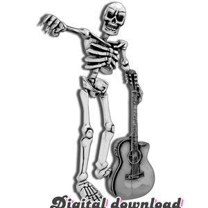 Esqueleto Clipart PNG, Ilustración de calavera espeluznante, Descarga digital de Halloween, PNG transparente espeluznante para manualidades, Diseño de sublimación DIY.