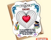Thank You Teacher Gift Card PNG, Appreciation Greeting, School (Digital Download) Excellent Teacher Highly Recommend, Teacher Birthday Card