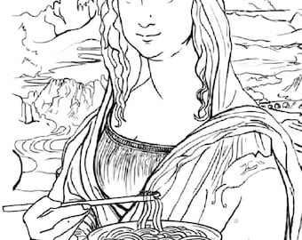 Colouring pages | Two beautifull Colouring pages of monalisa digital prints. High resolution jpg image file.