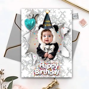 Custom order birthday cards png | Customizable Picture Card for kids | Personalized Birthday Card | Happy Birthday photo card | png svg card