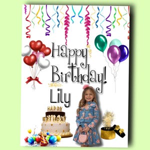 custom digital birthday card png image file add name and photo, hd quality print, classic artwork digital download | printable Greeting card