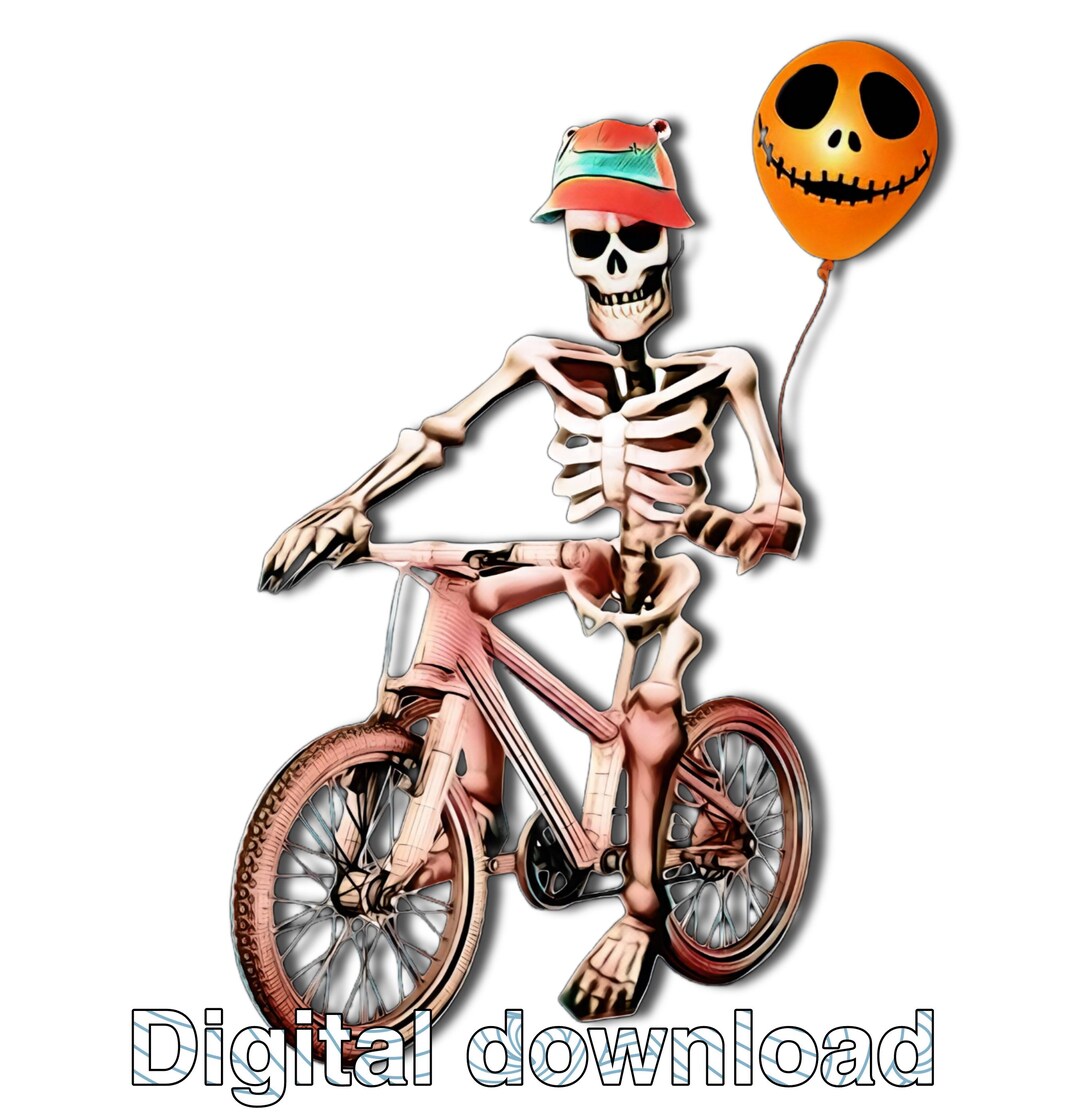Skeleton Ride Decal Skeleton Riding Bike Clipart, Halloween Horror PNG (digital Download ...