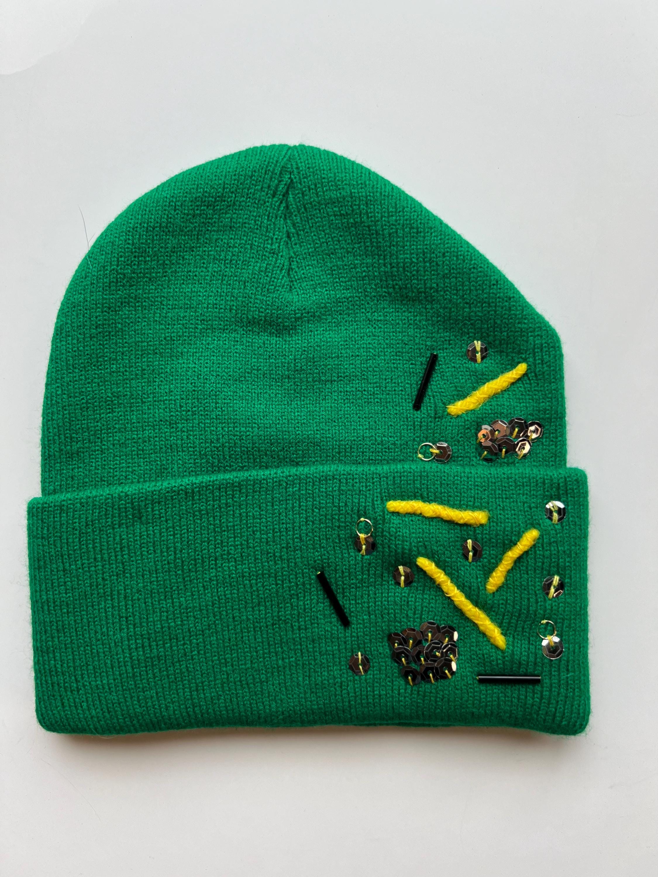 ✨? **Custom Bling Green Beanie Alert!** ?✨ Emerald Knit Rhinestone Beanie and Mittens Set – Packed Party main image 3