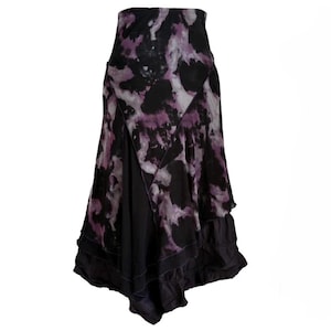 Vintage Y2K 90s Gothic Fairy Skirt – Small Medium Large Asymmetrical Patchwork Midi Length Maxi Whimsigoth Dark Romantic 00s Black & Purple