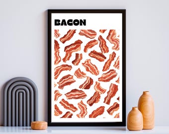 Retro Bacon Art Print: Quirky Kitchen Decor (Digital Download)
