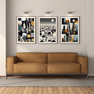 Modern and Trendy Night City Collage Art - Unique Nightscape Artwork for Home or Office