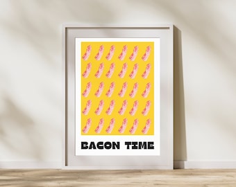 Whimsical Bacon Illustration: Fun Food Kitchen Art Print