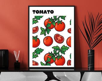 Tomato Pop Art Print, Retro Kitchen Wall Art, Comic Style Food Poster (Digital Download)
