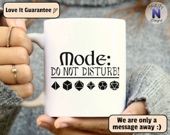 Mode: Do Not Disturb, Funny Dungeons and Dragons Mug, D&D Mug, Nerdy DND Cup, DnD Glass Present, Roleplaying Game Mug, D20 Dice, DD32