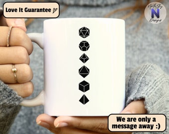 Dice, Retro, Minimalist, Funny Dungeons and Dragons Mug, D&D Mug, Nerdy DND Cup, DnD Glass Present, Roleplaying Game Mug, D20 Dice, DD35