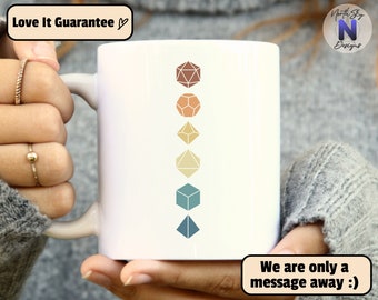 Dice, Retro, Minimalist, Funny Dungeons and Dragons Mug, D&D Mug, Nerdy DND Cup, DnD Glass Present, Roleplaying Game Mug, D20 Dice, DD36