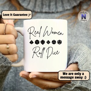 Real Women Roll Dice,  Dungeons and Dragons Class Mug, DnD Mug Gift, Gamer Cup, Nerdy DND Mug, Funny Girlfriend Wife Gift, DD10