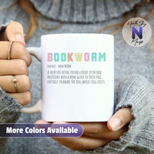 Book Worm Reading Mug, Funny Coffee Cup for Book Lovers | Gift for Teacher, Librarian, or Reader | Cute Bookish Mug for Book Club Fans, RB02